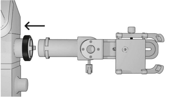 Attaching the MicroREC sleeve into the microscope’s beamsplitter